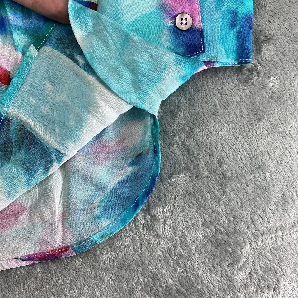 Soft Surroundings Ursa Tunic Large Colorful‎ Rayon Blouse Pleat Details V Neck - Picture 3 of 12